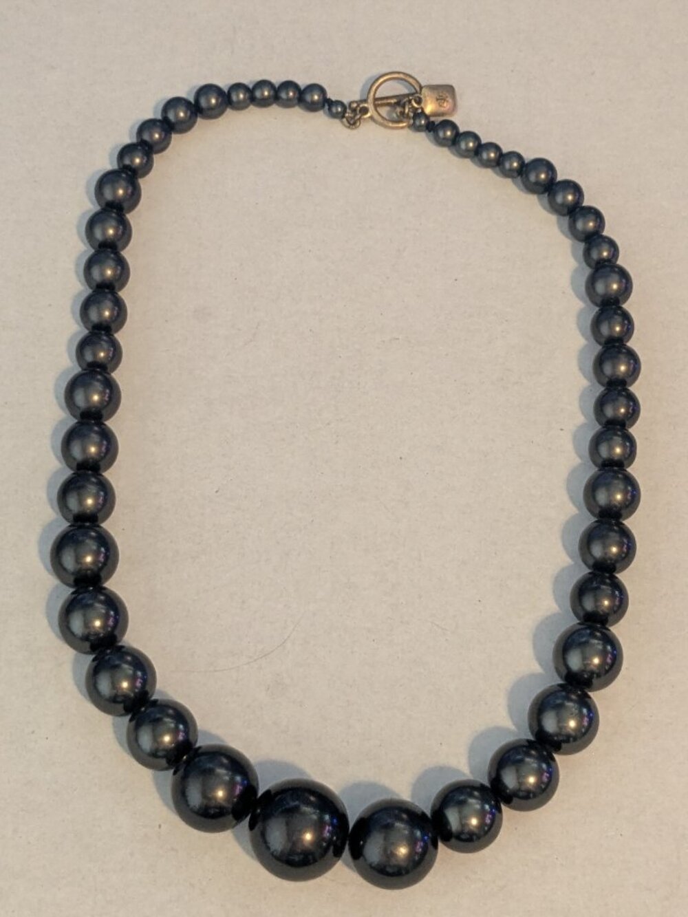 RLL Ralph Lauren Graduated Black Ball Beaded Necklace